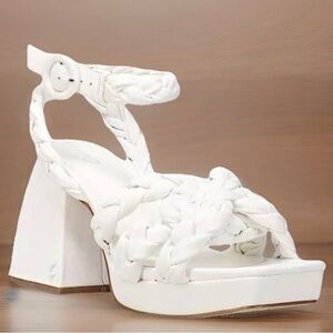 Circus by Sam Edelman White Braided Platform Sandal with Block Heel